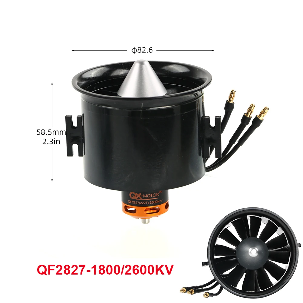 

QX-Motor QF2827 1800KV/2600KV Brushless Motor 70mm 12 Blades EDF with 60A 80A ESC RC Airplane Accessory