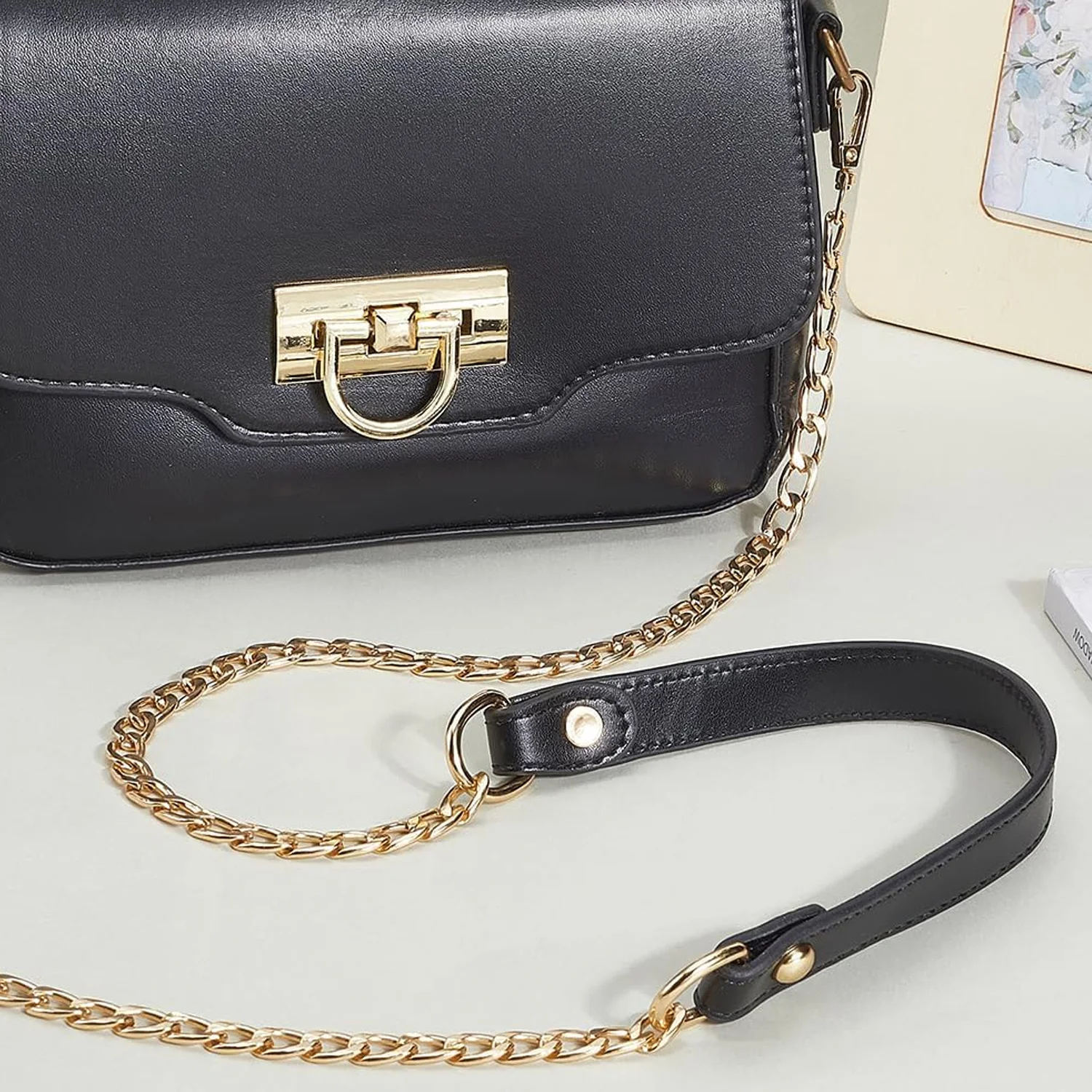 47 Inch PU Leather Purse Handles Chain Strap Shoulder Crossbody Chain Handbag Replacement Strap