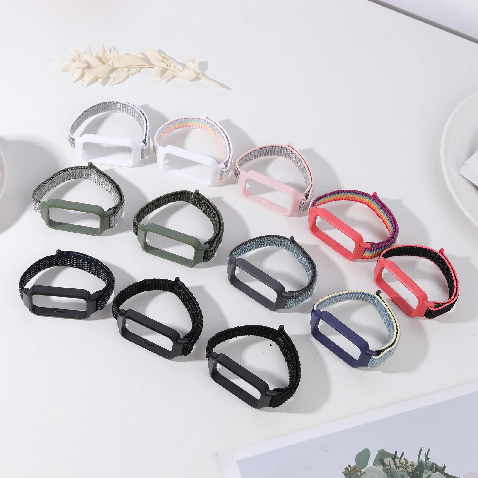 Hülle+Armband für Xiaomi Smart Band 9 Active Smartwatch Nylon Sport Loop Correa Ersatzarmband+Schutz Redmi Band 3 Hülle