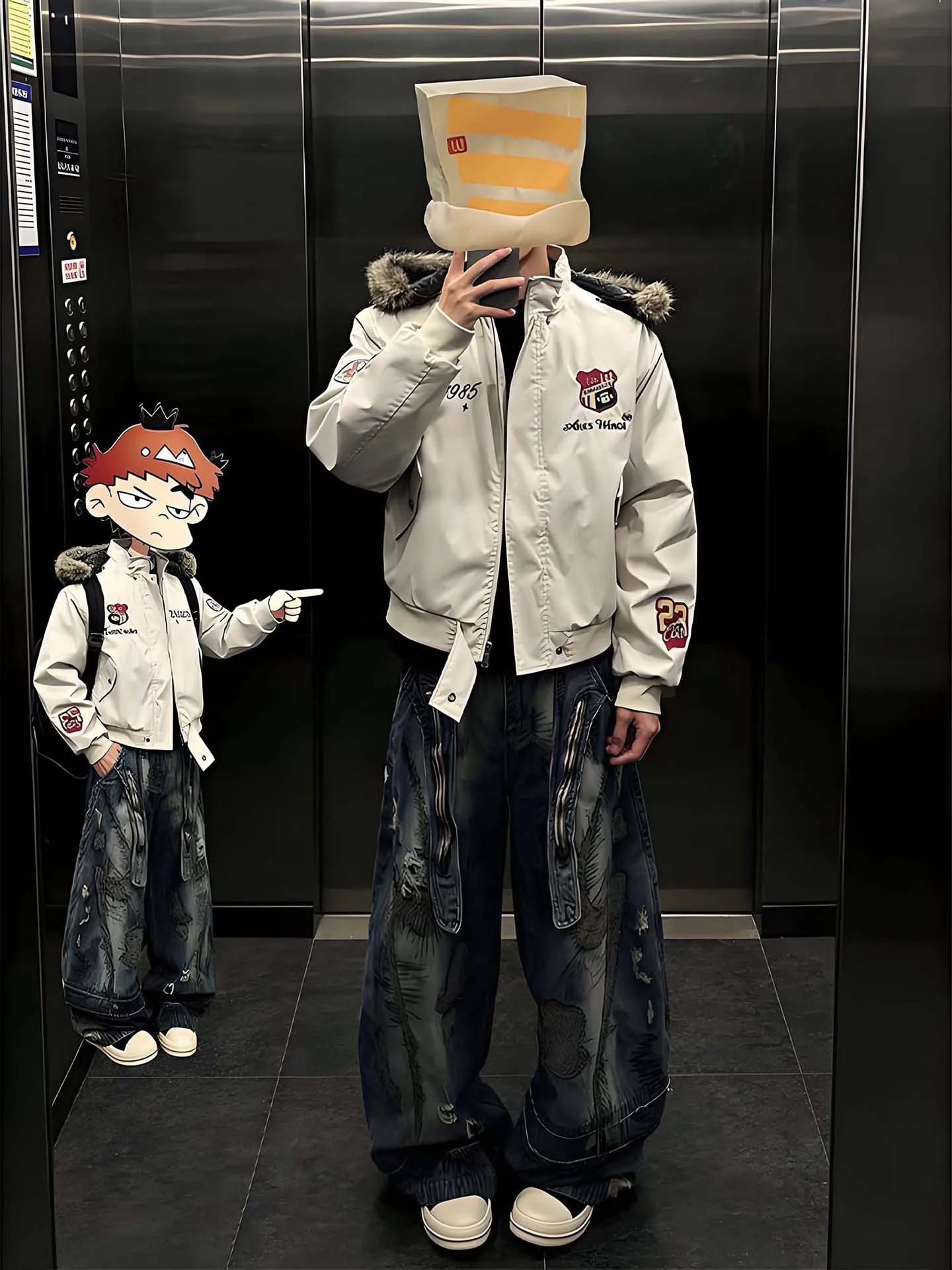 

Ретро-куртка в американском стиле с вышивкой Bae Mountain Eagle, хлопковая, мужская, зимняя, утепленная, с меховым воротником, с капюшоном, высококачественная, объемная куртка-пуховик