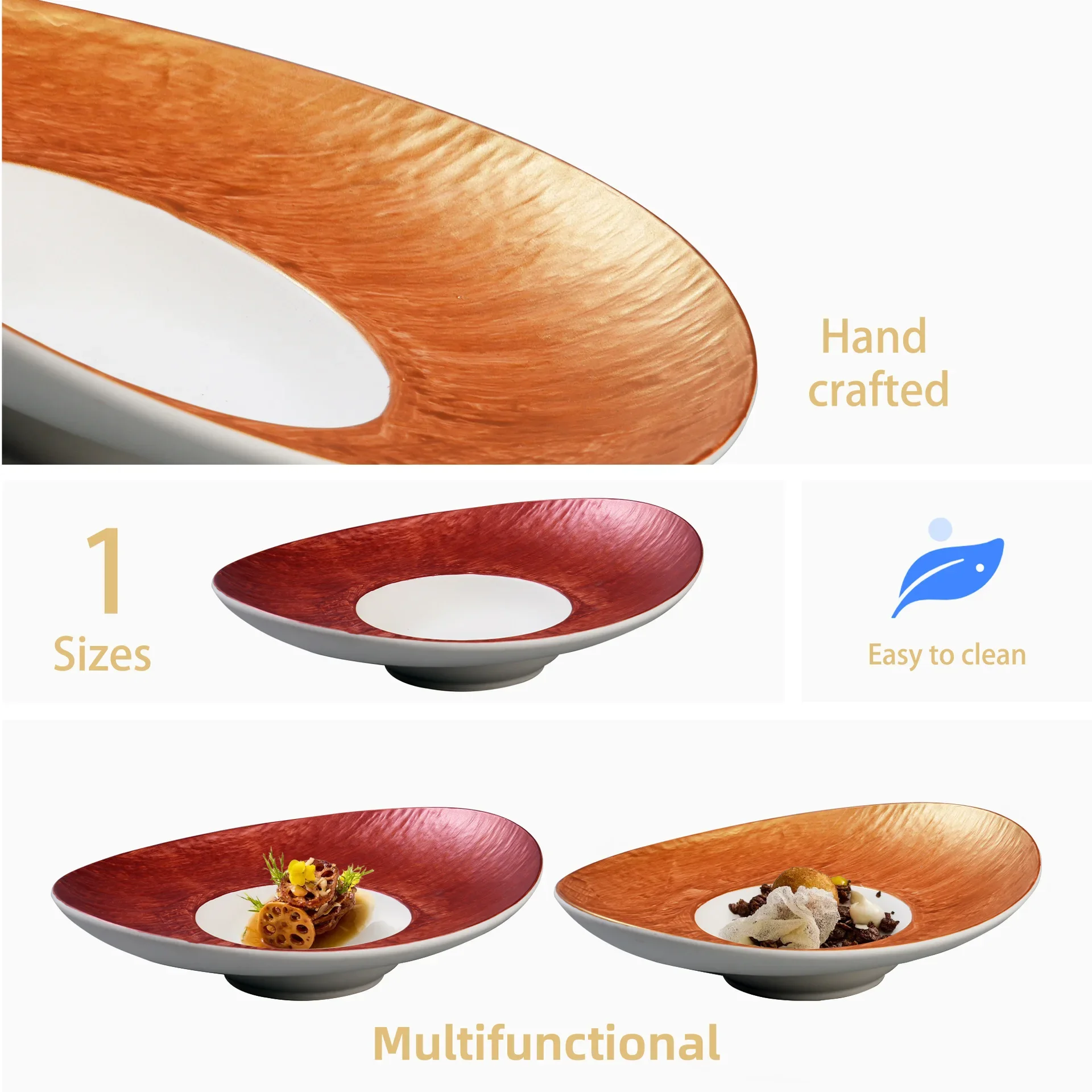 frosted ceramic bowl Western restaurant plate Special-shaped sashimi dessert plate High-end hotel household ceramic tableware