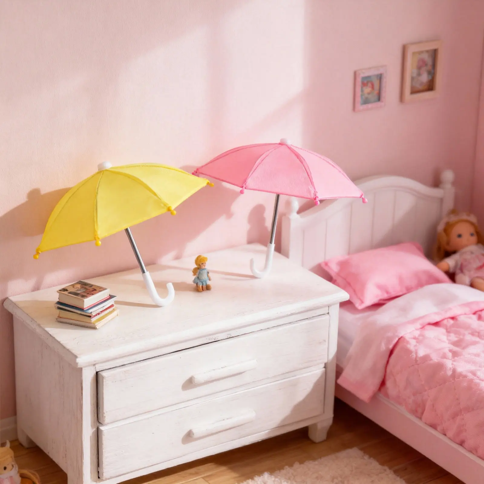 

2Pcs Miniature Umbrella Rain Mini House Accessories Miniature Umbrella Decoration Tiny House Ornament Pretend Play Mini Scene
