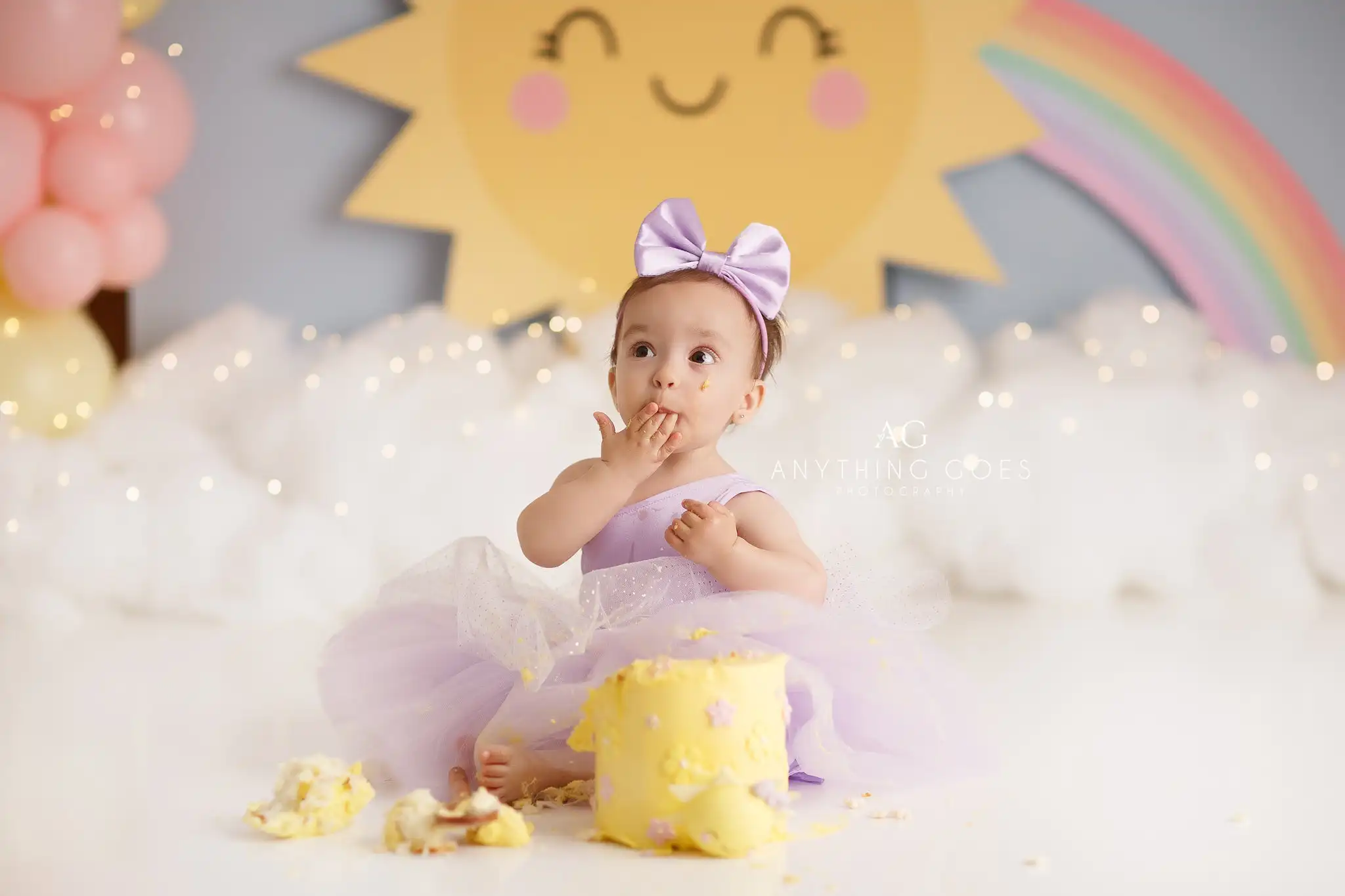 Sunshine Rainbow Balloons Backdrops Kids Girl Photography Props Child Adult Photocall Decors Baby Birthday Cake Smash Background