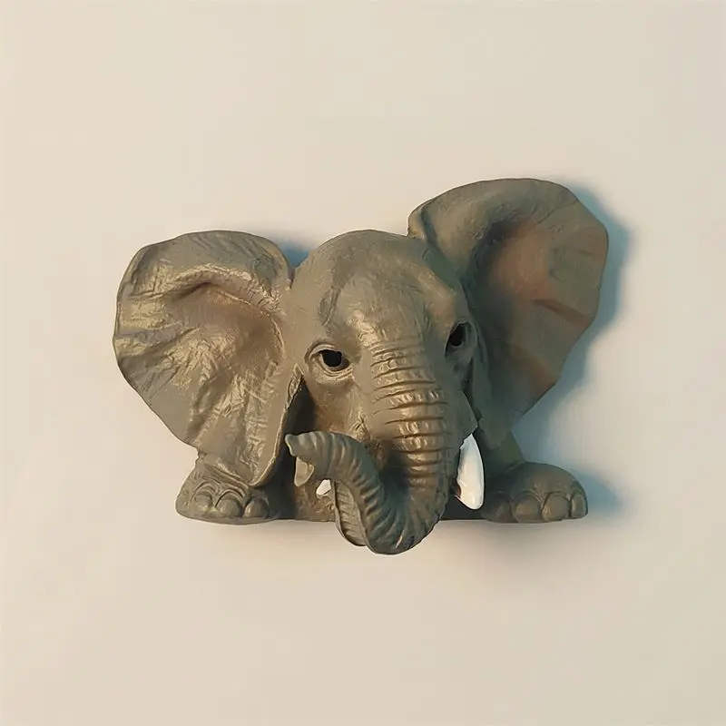 

South Africa Creative Cute Elephant Head Decoration Travel Souvenirs Three-dimensional Painted Home Collection Magnetic Fridge M