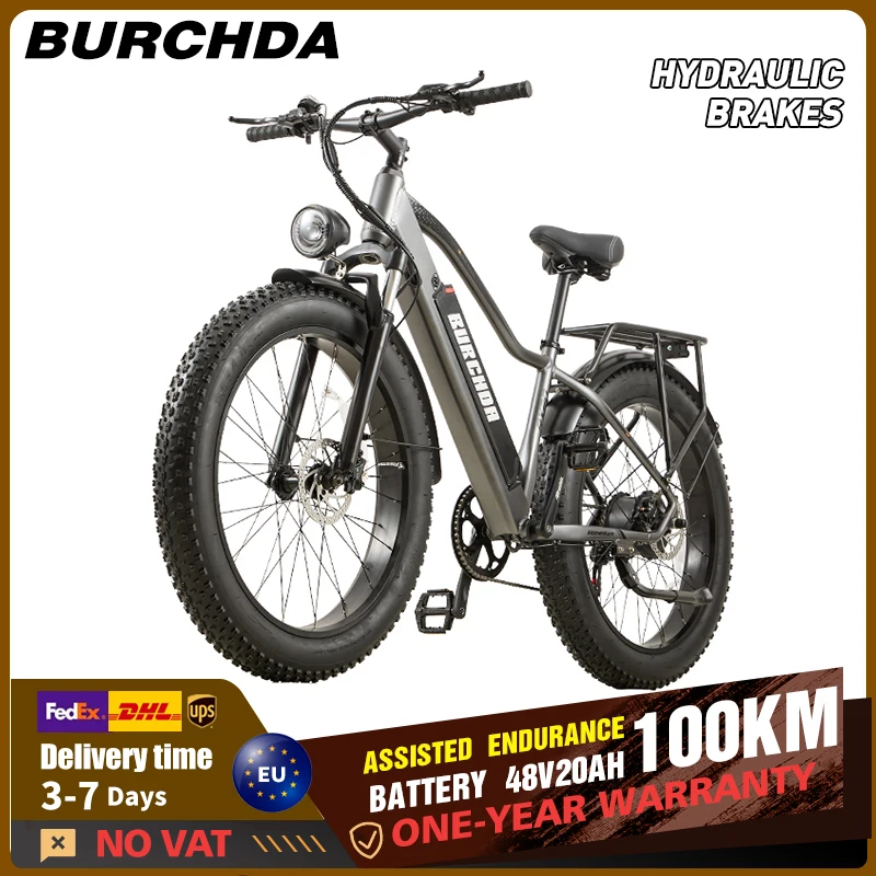 BURCHDA RX20 High Power Electric Bike 26Inch 4.0 Fat Tires Adults Ebike City Urban Bicycle 26Inch 48V20AH Battery Cycling Powerful