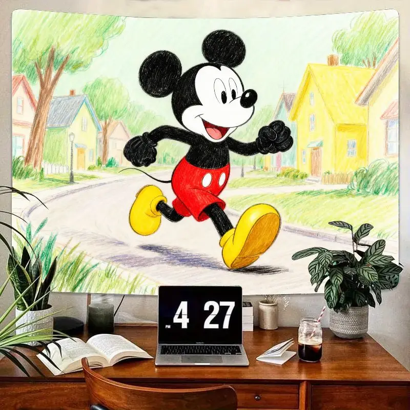

Классический гобелен Disney с Микки Маусом для бега, мультяшный настенный художественный современный полиэстер для гостиной, спальни, детской комнаты, декор, подарок