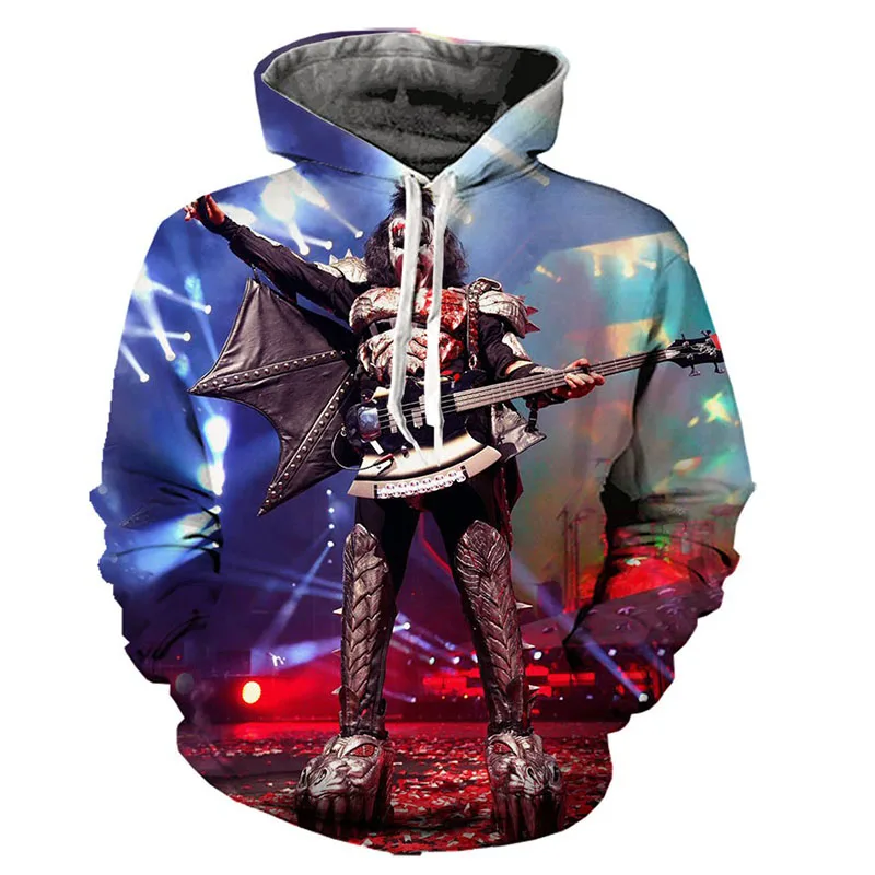 Fashion KISS Rock Band Cool Hoodies 3D Printed Man Women Hip Hop Hoodie Streetwear Pullovers Hooded Sweatshirts Kids Clothing