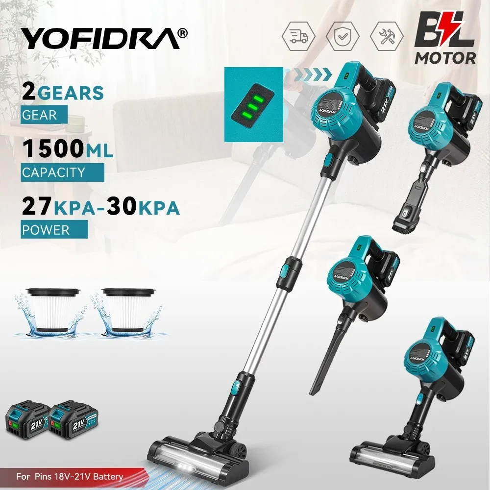 Image of YOFIDRA 1800W Bürstenloser Staubsauger 30KPa 1,5L Tragbarer Leistungsstarker Sauger Haushaltsreinigungsgeräte für Makita 21V Akku
