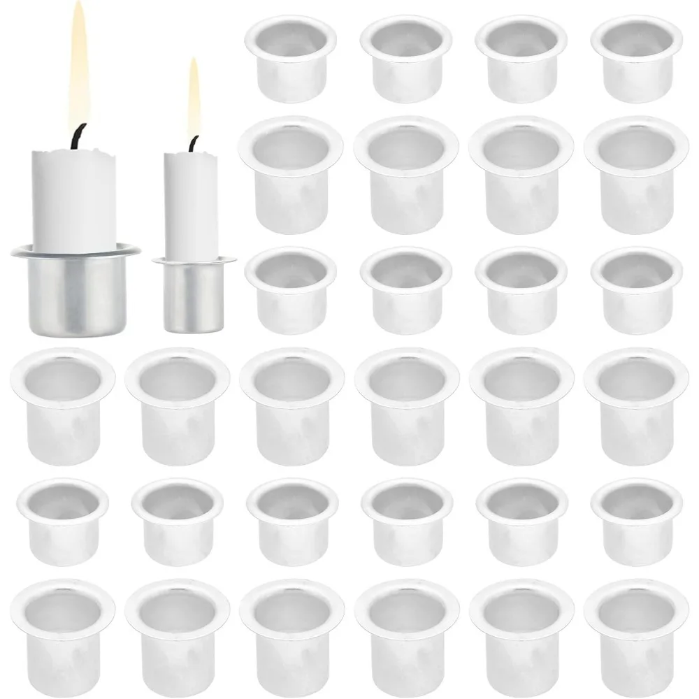 40pcs Mini Metal Candle Inserts Candlestick Holder Cup Aluminum Metal Candle Cups Drip Protectors Catchers for Chime Wax