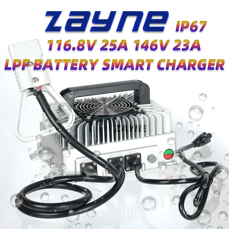 96V 25A Waterproof smart Charger For 32S 116.8v 40S Lifepo4 Battery Pack High speed electric vehicle Golf Cart Electric forklift