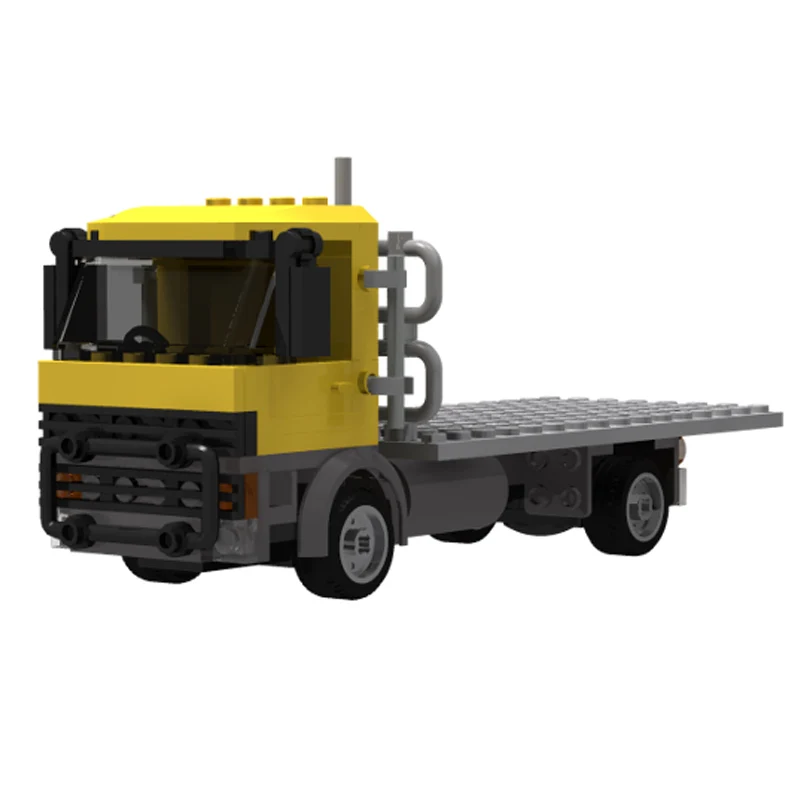 Modelo de coche urbano, ladrillos de construcción MOC, transporte clásico, camión de plataforma, tecnología Modular, regalos de vacaciones para niños, juguetes para montar, traje