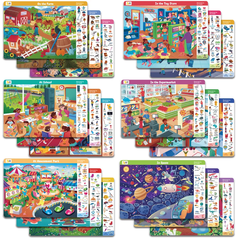 3 Themes Interactive Search and Find Game Looking for Different Activity Painting Kit Drawing Books with Reusable Pen