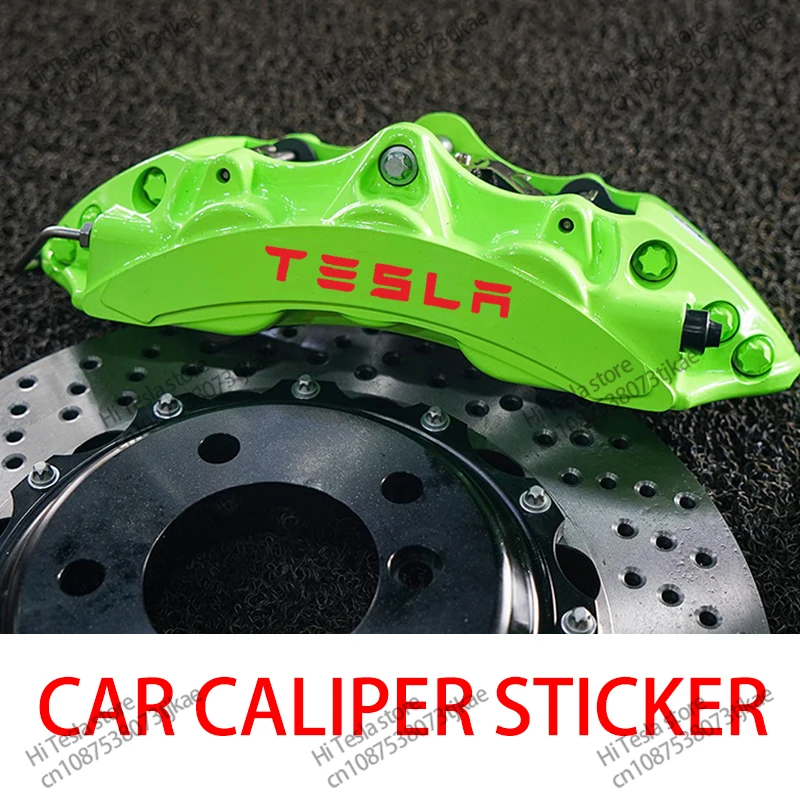 9PCS Car Brake Caliper Sticker Heat Resistant Decal Decoration PVC Sticker Decal  For Tesla Model 3 X S Y P100D Auto Accessories