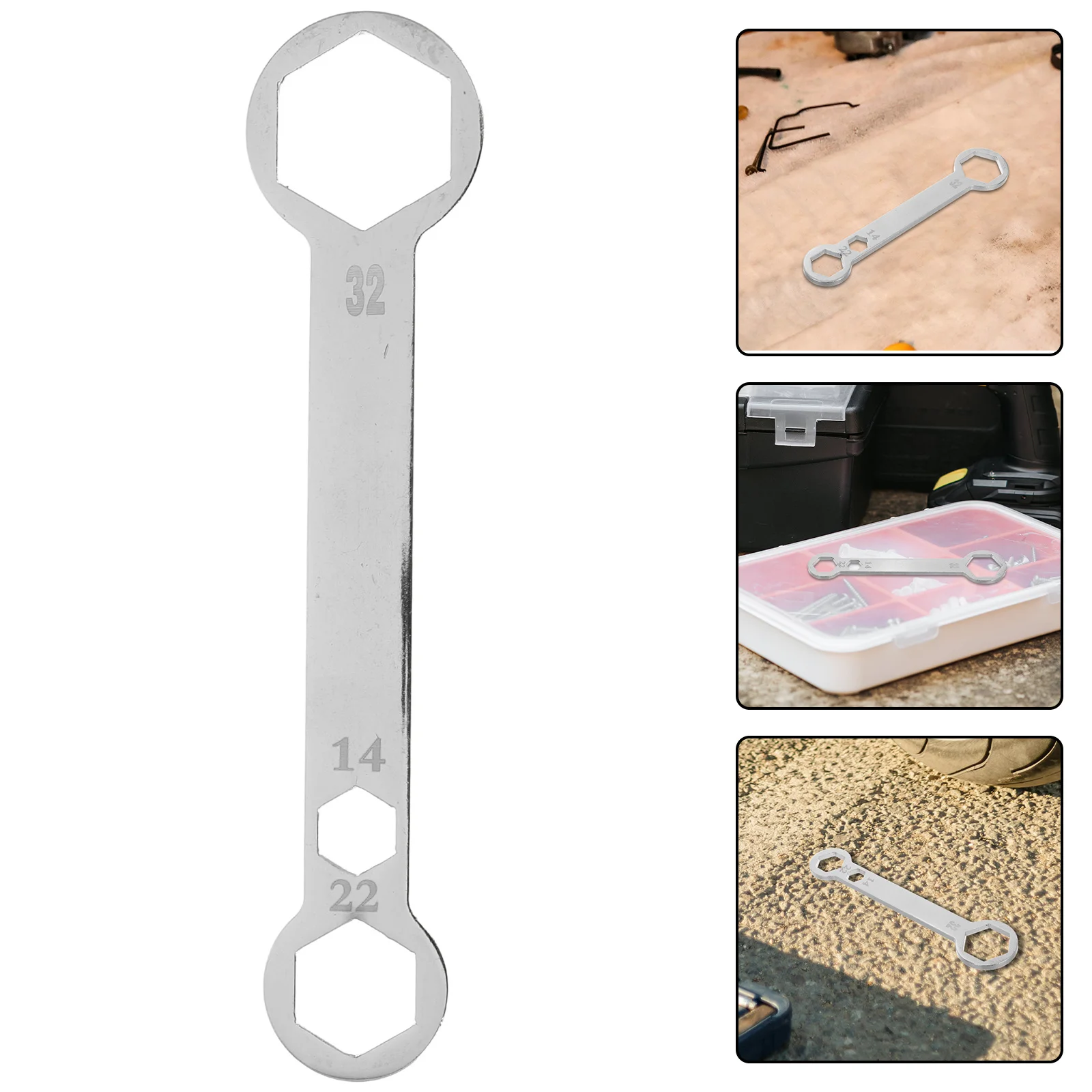 

Motorcycle Axle Wrench Front Rear Axles 32Mm 22Mm 14Mm Compatible Chrome Vanadium Steel Lightweight Portable Multifunctional