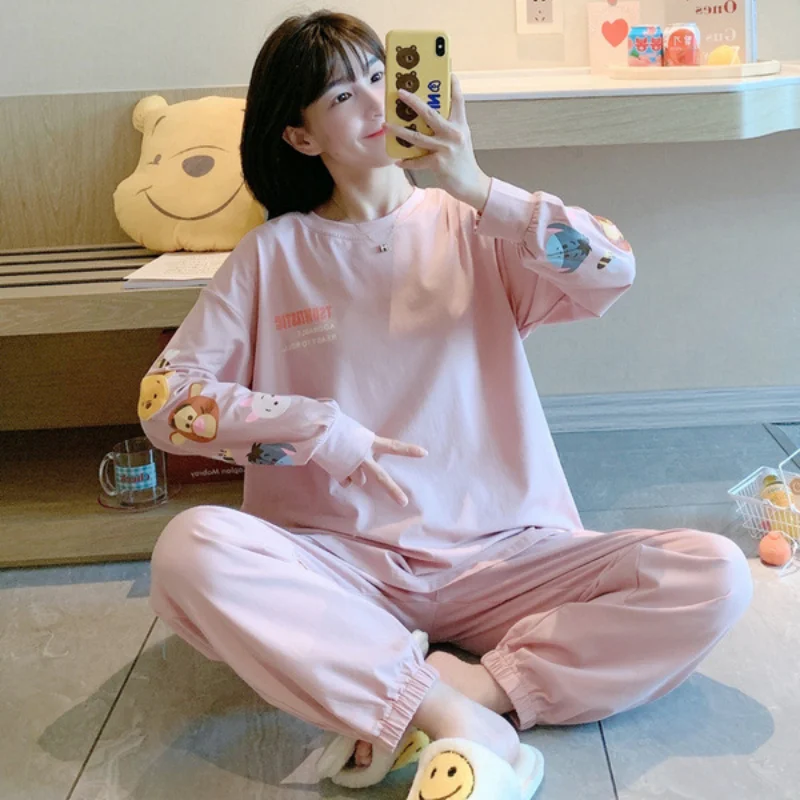 Disney Donald Duck autumn new cartoon pajamas female cute animation strawberry bear loungewear set