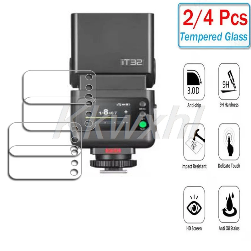2-4 Uds 9H HD vidrio templado para Godox iT32 en GodoxiT32 cámara Flash pantalla táctil Protector de pantalla película