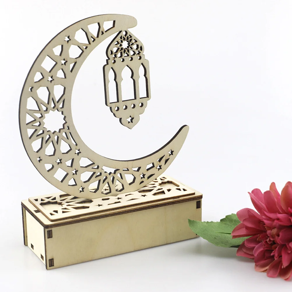 

1Pcs Wooden Ramadan Eid Hollow Out Moon Shape Decoration Creative Chandelier Adornment Festival Ornament Desktop Gift Home Decor