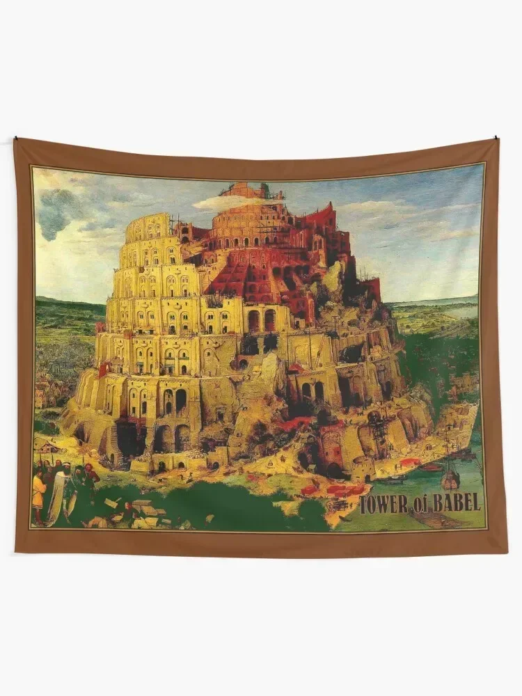 TOWER of BABEL : Vintage 1563 Old Testament Bible Print Tapestry Room Decor Cute Decoration For Home Tapestry