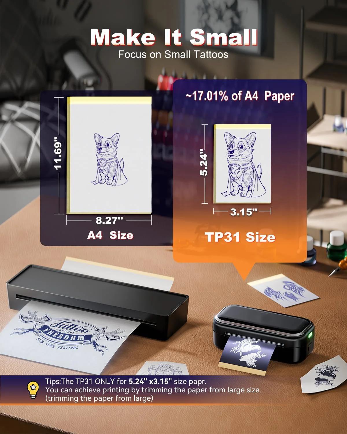 100pcs Tattoo Transfer Paper 80mmx300mm Template Paper Suitable MR3 TP31 Tattoo Thermal Printer Body Artist Tattoo Accessories