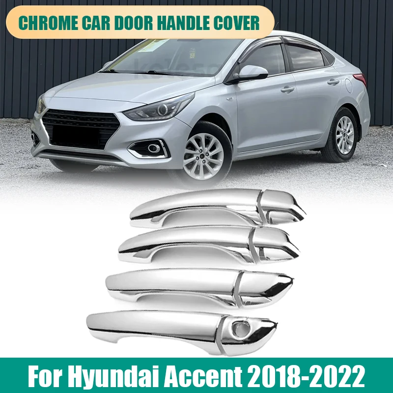 

Для Hyundai Accent 2018 2019 2020 2021 2022 Новая хромированная крышка дверной ручки автомобиля, наклейка, аксессуары для стайлинга автомобиля, наклейка