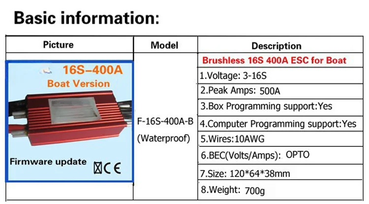 Ship Model Unmanned Remote Control Ship Hydrofoil 3-16S 400A Super Current Voltage Brushless Waterproof ESC