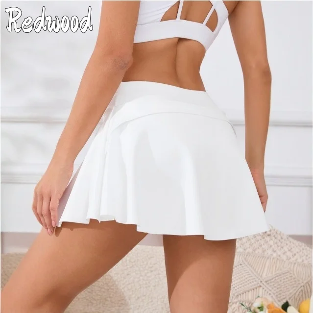 

Fashion High Waisted Yoga Short Skirt Women Summer Breathable Fake Two-piece Pocket Tennis Skirts Pants Run Casual Sportswear