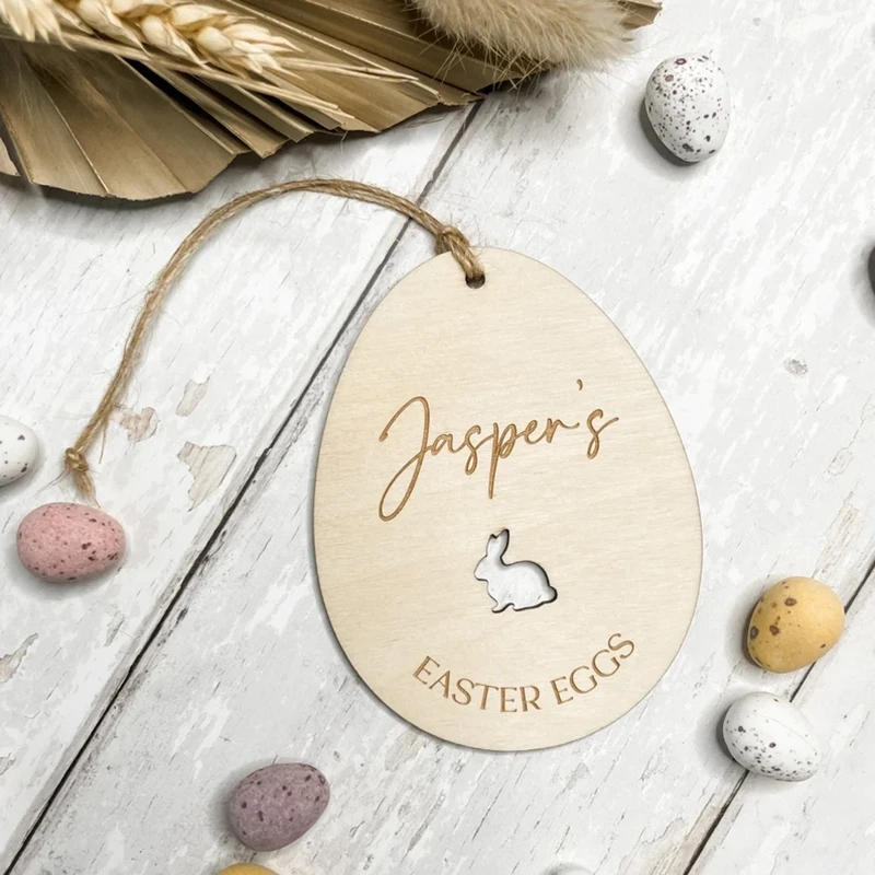 Personalized  Easter Basket Tags custom name Wooden Labels Easter Gift Tag