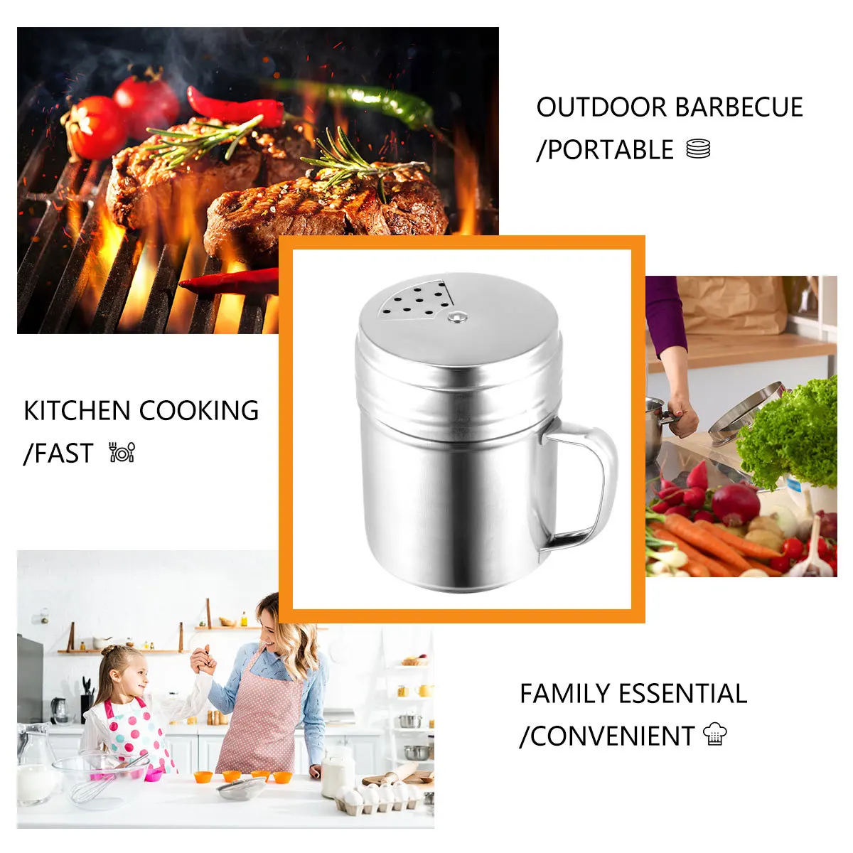 

4Pcs Rustproof Seasoning Bottles Set Rotatable Mesh Hole Sizes Portable Condiment Containers for Camping