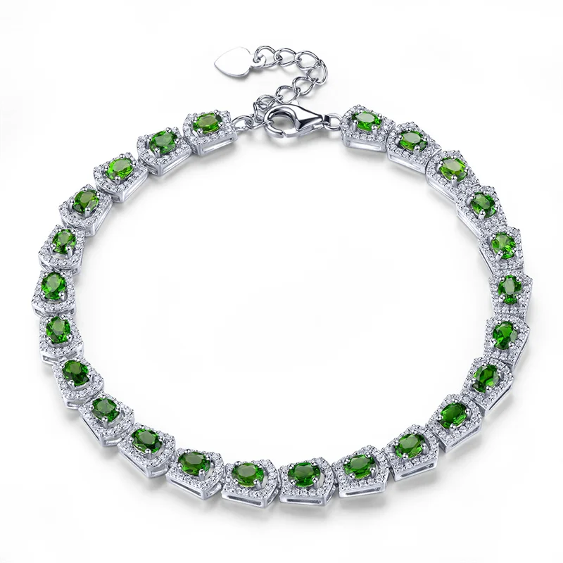 

Natural Chrome Diopside Sterling Silver Bracelets 4.5 Carats Genuine Diopside Gemstone Women's Fine Jewelrys New Year Gifts