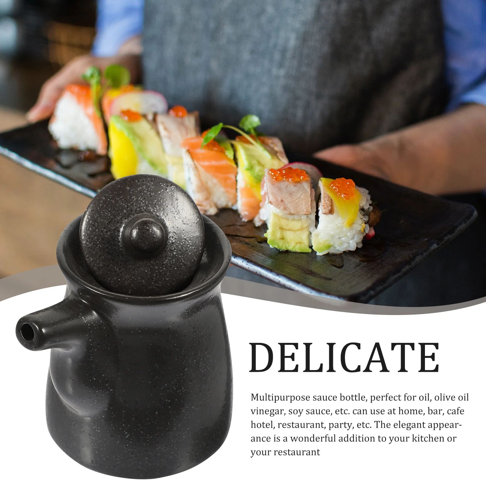 

Japanese Style Ceramic Condiment Pot Decorative Sauce Bottle Multipurpose Oil Vinegar Soy Sauce Dispenser Kitchen Seasoning