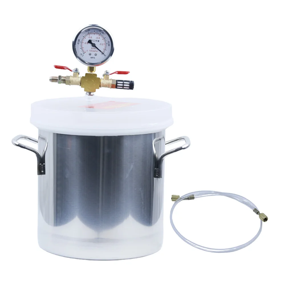 6L/12L/21L thickened stainless steel vacuum defoamer bucket Dropping glue, resin, silicone, gypsum defoaming vacuum tank