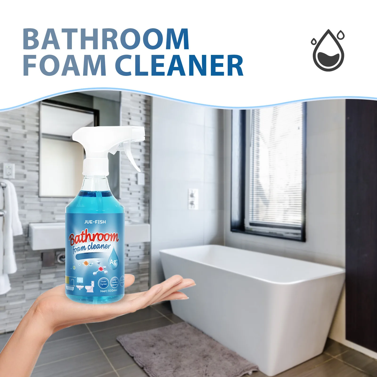 Antibacterial Bathroom Cleaner Destroying Bathroom Soap Scum for Bathrooms Showers Tubs