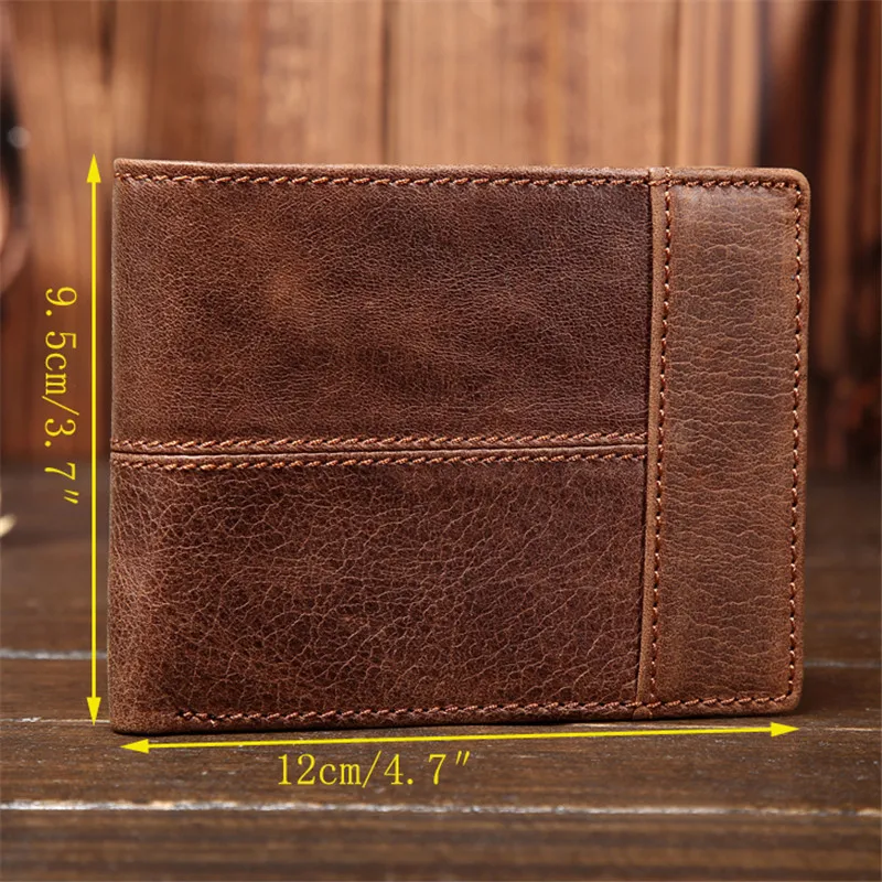 Vintage Genuine Leather Short Wallet Men's Credit Card Holder Wallet Business Portable  Folding Wallet