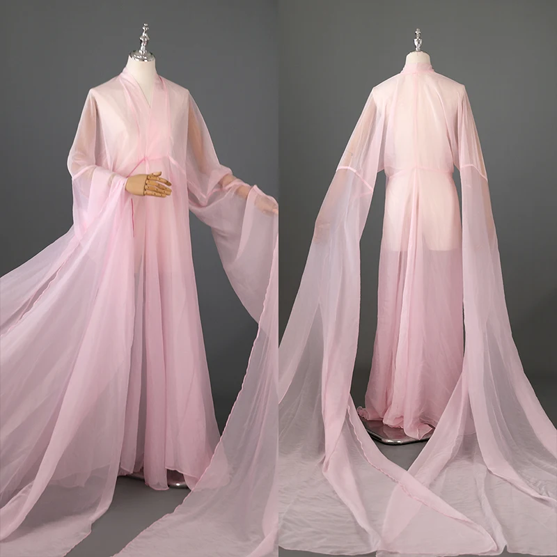 Immagine 6: Antico grande altalena Hanfu mantello maniche ad acqua cardigan Hanfu cappotto a maniche extra lunghe fata costume da spettacolo di danza popolare cinese