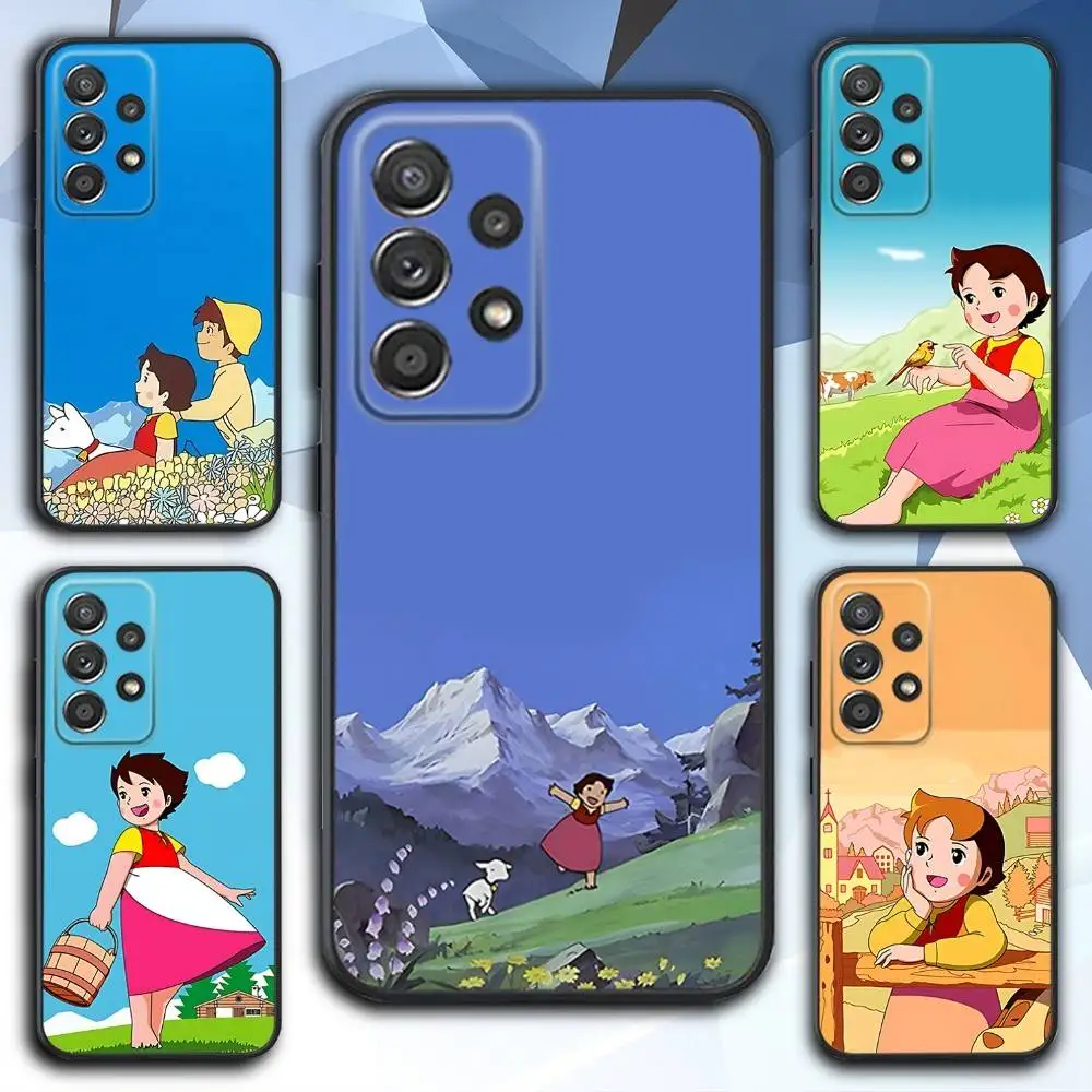 

Cute H-Heidi Cartoon Phone Case For Samsung S 25,24,23,22,30,21,10,9,Ultra,Plus,Lite,FE,4,5 G Soft Black Case