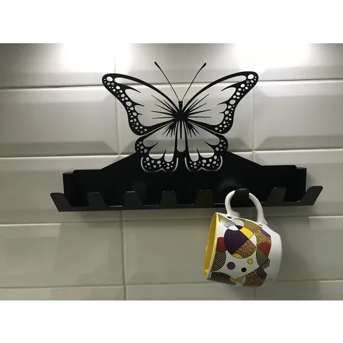 Pnr Decor Quadruble Decoratıve Butterfly Kitchen Metal Robe Hook