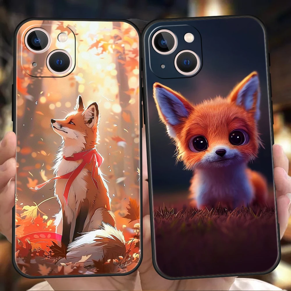 Cute Animal Fox Phone Case Cover for iPhone 16 15 14 13 12 Pro Max 11 Pro Max 7 8 Plus XS XR Shockproof Soft TPU Shell Capas Bag