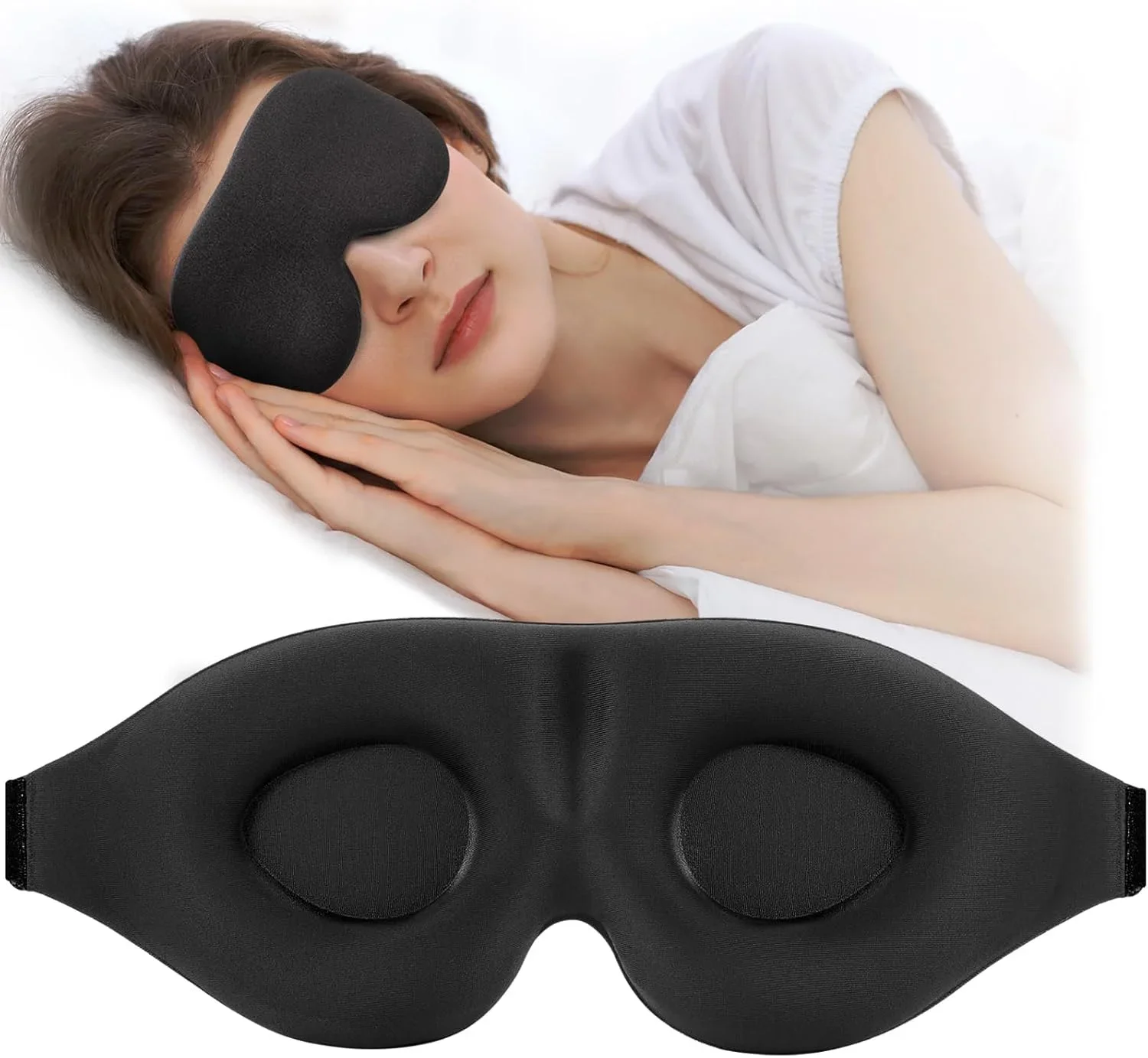 3d立体型睡眠マスク、超ソフトで通気性抜群、男女兼用、遮光＆非加圧アイカップデザイン
