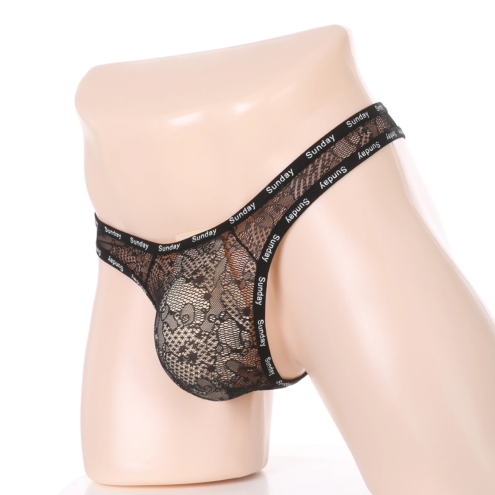 Men's Low Rise Cutout Stretch T Back See-Through Transparent Lace Hot Thong Jockstrap G String Anal Panties 18 Adult Clothing