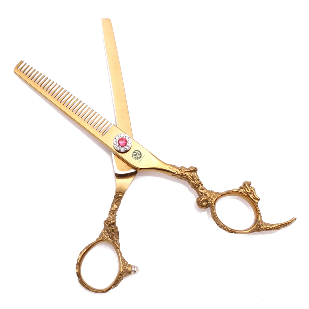 Friseurschere 5,5" 6" Edelstahlschere für Friseure Lila Drachen-Haarschneideschere Drachengriff Effilierschere Z9005 – Detail 6