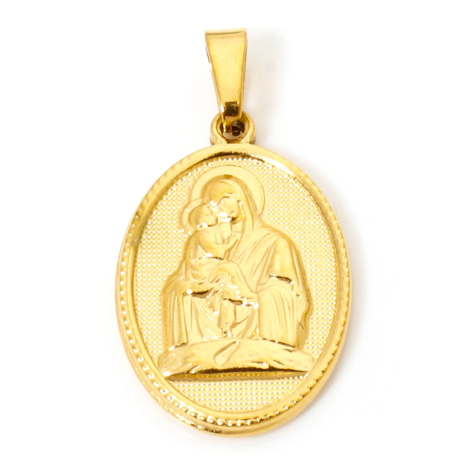 2 stücke Religiöse Edelstahl Charme Gold Farbe Jungfrau Maria Muster Anhänger DIY Halskette Für Frauen Männer Partei Schmuck Erkenntnisse – Detail 2
