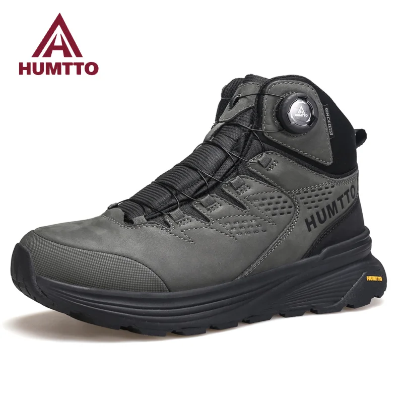 HUMTTO-Bottes de randonnée imperméables pour hommes, chaussures d\'extérieur en cuir, baskets de trekking, bottes de rinçage de sécurité, créateur de