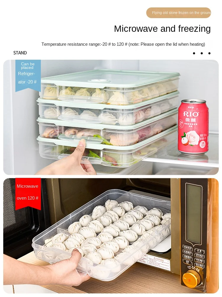 Food Grade Dumplings Box Special Household Dumplings Wonton Box Refrigerator Egg Preservation Freezer Box StorageMulti-Layer