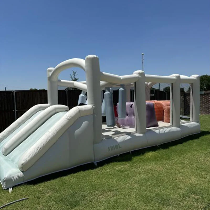 

double slides Inflatable Basketball hoops double tunnels Obstacle Course Ball Pit, Themed Inflatable Bouncer for Kids