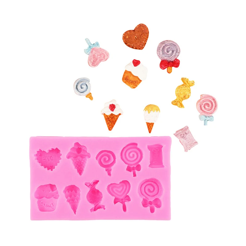 Lolly Candy Silicone Mold For DIY Flipping Sugar Chocolate Gypsum Ice Cream Cone Cheese Cake Decoration Baking Molds