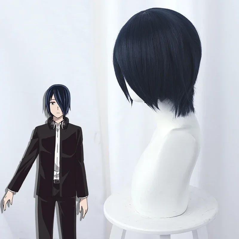 Kaguya-Sama: الحب هو الحرب يو Ishigami شعر مستعار تأثيري الأزرق الداكن تزييفها قصيرة ارتفاع درجة الحرارة هيربيسي زي لعب الأدوار الباروكات MN3