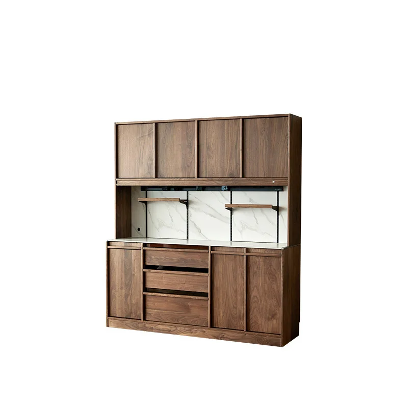 

Solid wood dining side cabinet rock slab locker living room integrated wall exhibition hall high cabinet
