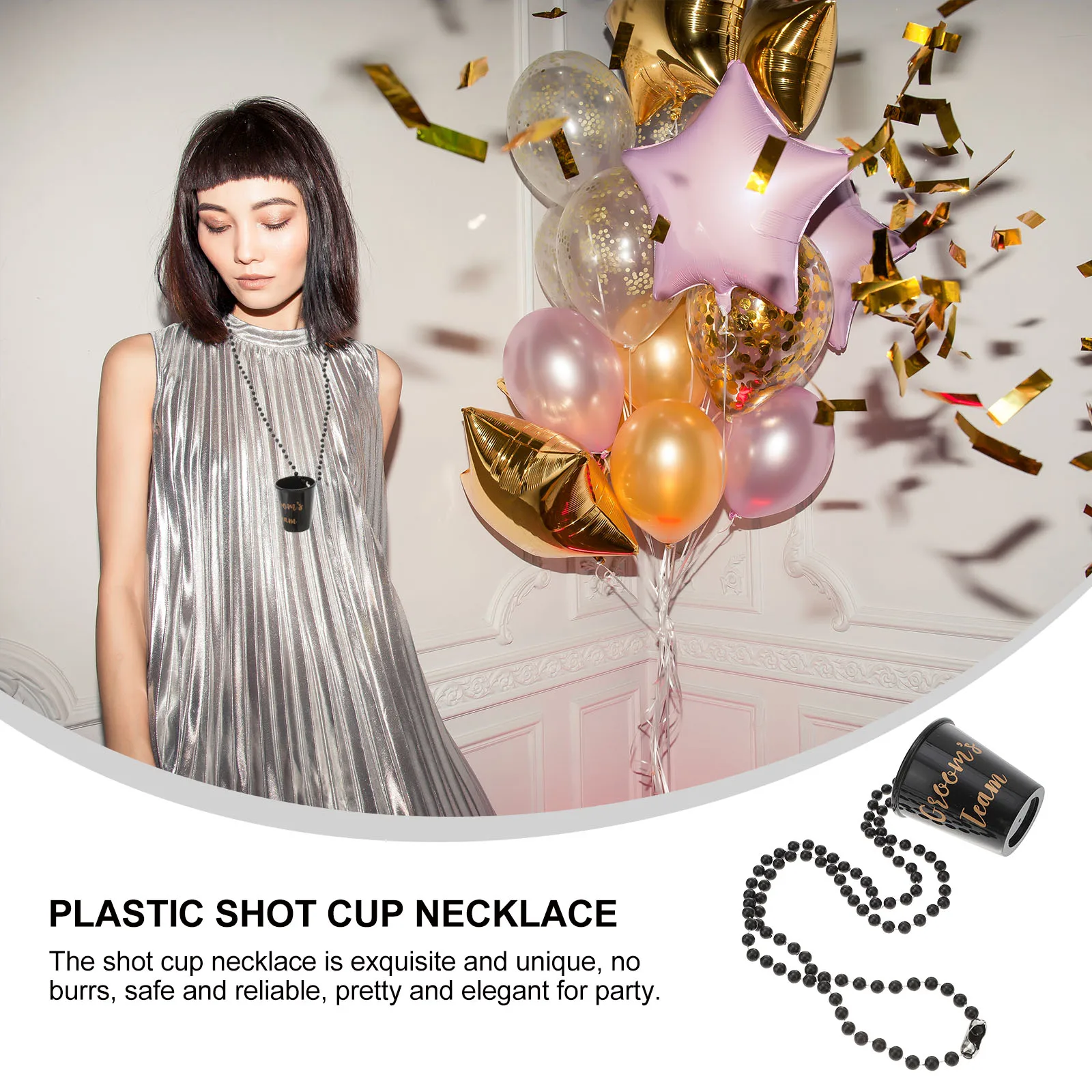 

12pcs Plastic Shot Cup Necklace Bright Beaded Party Favor Bachelorette Bridal Wedding Shower Gift Decor Kitchen Bar
