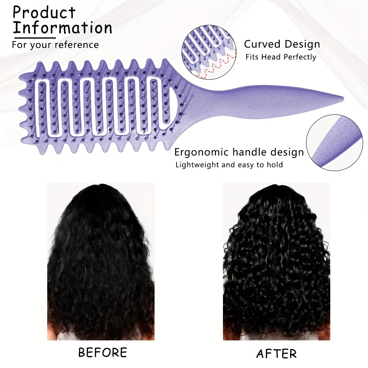 Locken-Definierbürste mit Hohlraumdesign, Entwirrbürste für nasses, lockiges Haar, Formgebende Lockenbürste, Friseurwerkzeug – Detail 13