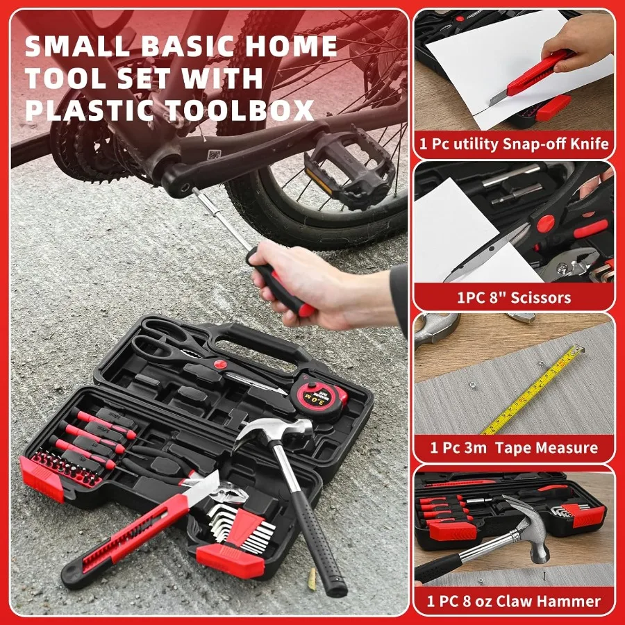 39 Piece Home Tool Kit for Everyday Home Repairs: Compact Hand Tool Set with Portable Storage Case Ideal for Small Spaces and W
